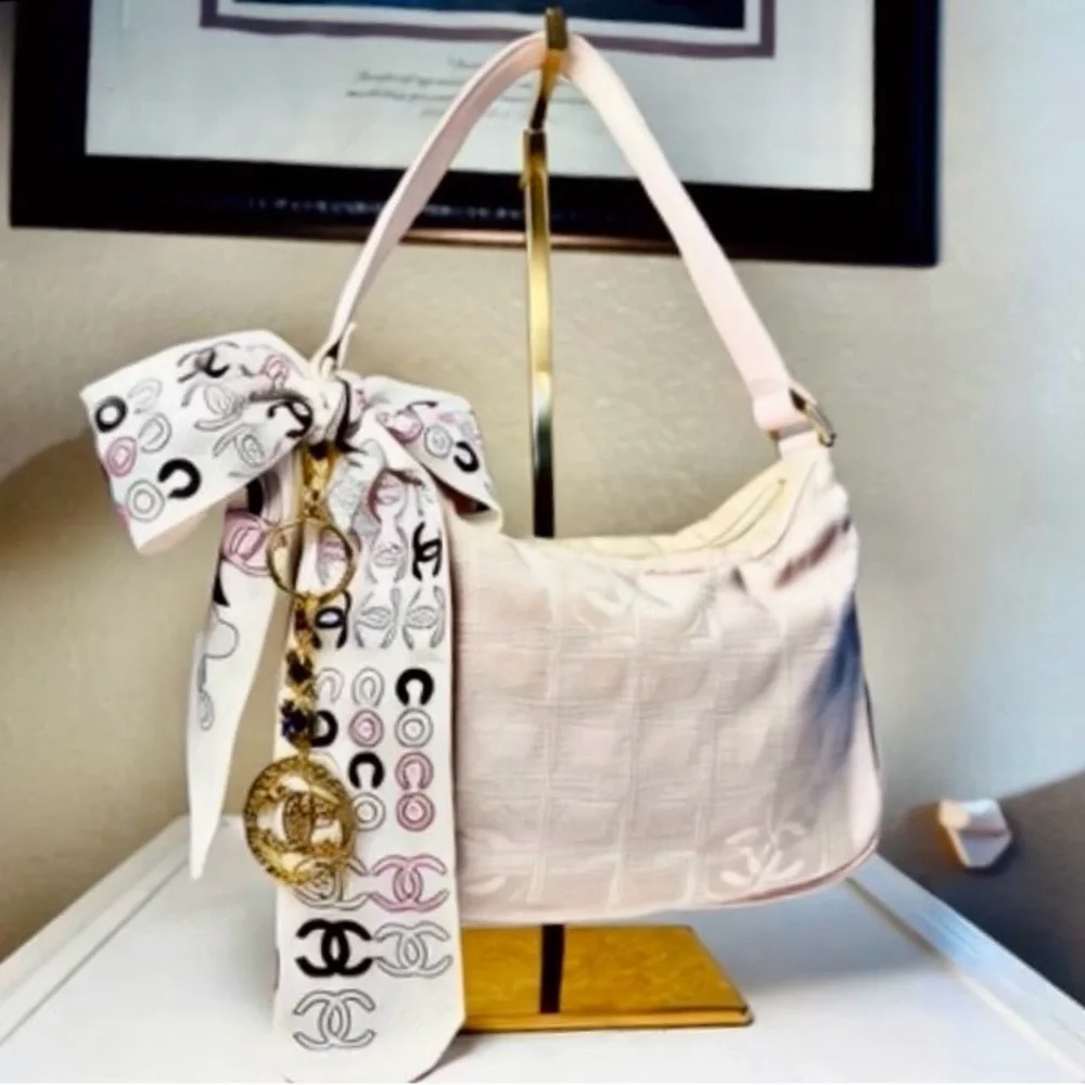 Authentic Chanel New Travel Line Pink Hobo Bag